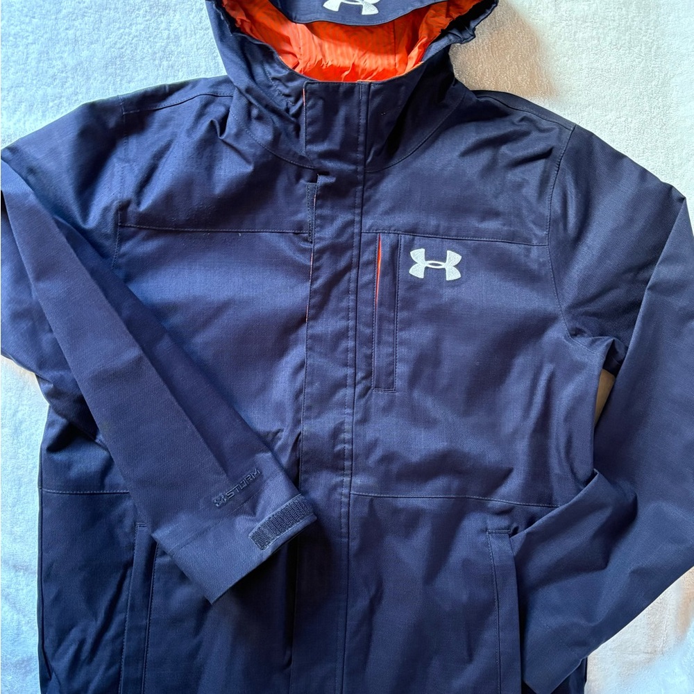 Under Armour Storm Kids' Navy Jacket with Orange Lining - EUC